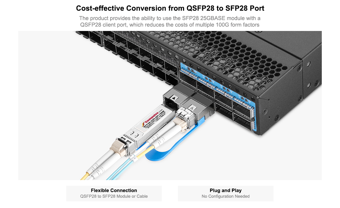 Cost-effective Conversion from QSFP28 to SFP28 Port